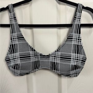Aerie Black & White Checkered Swim Bra Top - Size Medium